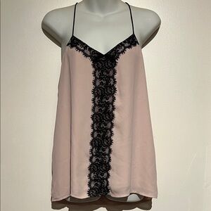 “Bundle 4/$19” Express Chic Pink Cami with Black Lace Detail